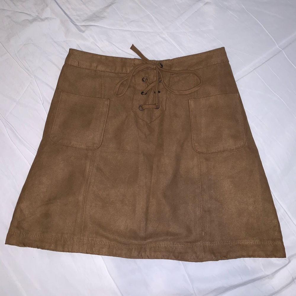 Light brown suede skirt